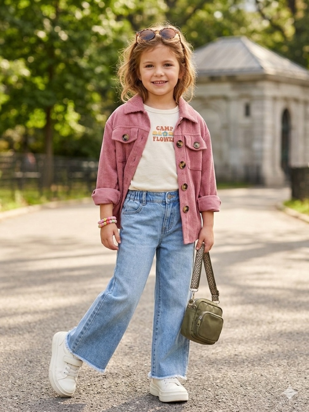 ✨SHEIN Girls' Pink Corduroy Button-Up Jacket SZ 2 Y